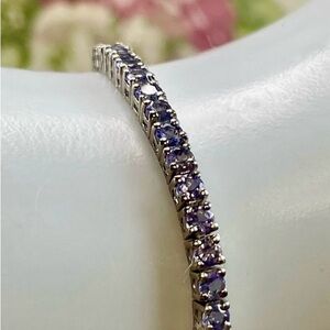Clearance‼️3ct Tanzanite Tanzanite Silver bracelet 925 Adjustable tennis